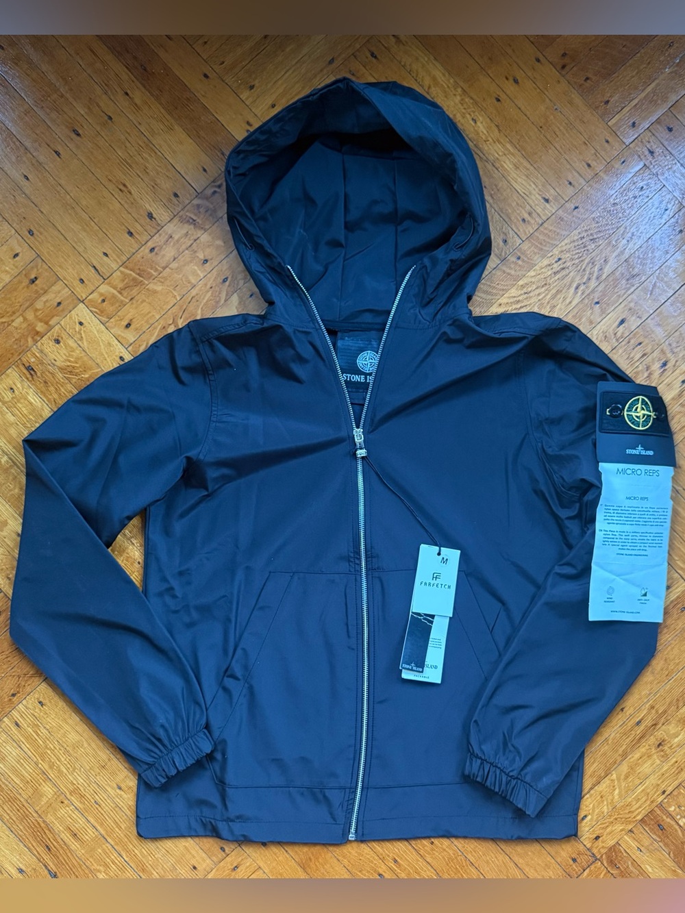 Stone Island Men's ' Black Hooded Windbreaker Jacket